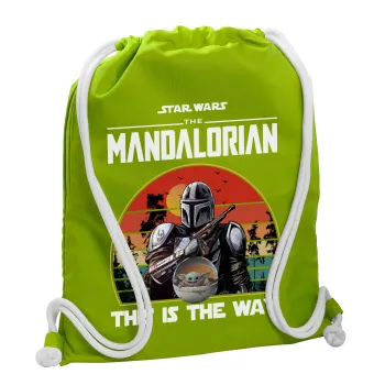 Mandalorian, Backpack bag GYMBAG LIME GREEN, with pocket (40x48cm) & thick cords