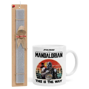 Mandalorian, Easter Set, Ceramic Cup (330ml) & Easter aromatic flat candle (30cm) (GRAY)