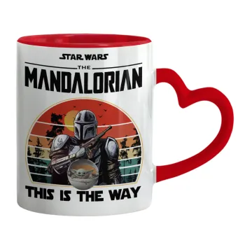 Mandalorian, Κούπα καρδιά χερούλι κόκκινη, κεραμική, 330ml
