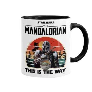 Mandalorian, Κούπα χρωματιστή μαύρη, κεραμική, 330ml