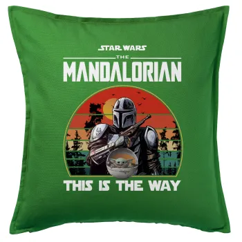 Mandalorian, Μαξιλάρι καναπέ Πράσινο 100% βαμβάκι, περιέχεται το γέμισμα (50x50cm)
