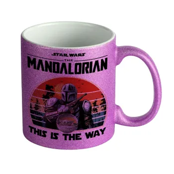 Mandalorian, Κούπα Μωβ Glitter που γυαλίζει, κεραμική, 330ml