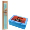 Easter Set, children's snack container BLUE & Easter aromatic flat candle (30cm) (TURQUOISE)