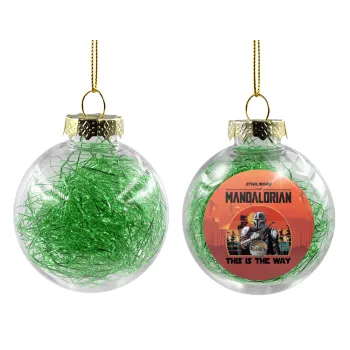 Mandalorian, Transparent Christmas tree ball ornament with green filling 8cm
