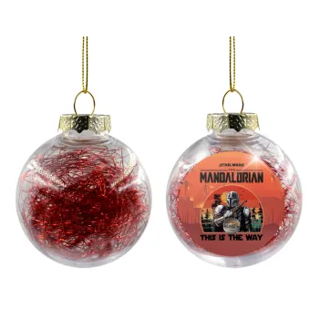 Mandalorian, Transparent Christmas tree ball ornament with red filling 8cm