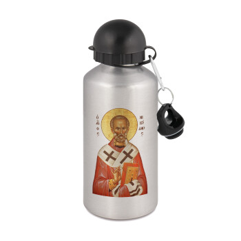 Saint Nicholas orthodox , Metallic water jug, Silver, aluminum 500ml
