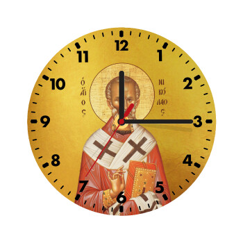 Saint Nicholas orthodox , Wooden wall clock (20cm)