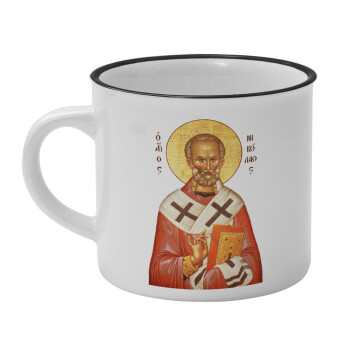 Saint Nicholas orthodox , Κούπα κεραμική vintage Λευκή/Μαύρη 230ml