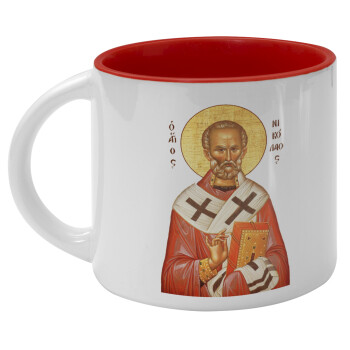 Saint Nicholas orthodox , Κούπα κεραμική 400ml Λευκή/Κόκκινη