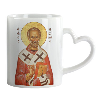 Saint Nicholas orthodox , Mug heart handle, ceramic, 330ml