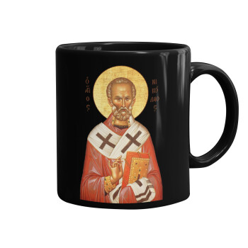 Saint Nicholas orthodox , Mug black, ceramic, 330ml