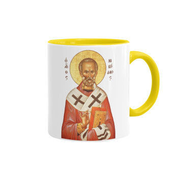 Saint Nicholas orthodox , Mug colored yellow, ceramic, 330ml