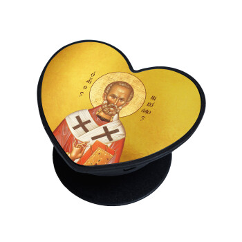 Saint Nicholas orthodox , Phone Holders Stand  καρδιά Μαύρο Βάση Στήριξης Κινητού στο Χέρι