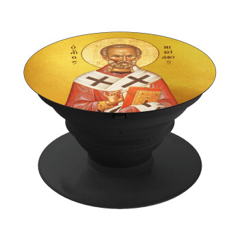 Saint Nicholas orthodox , Phone Holders Stand  Black Hand-held Mobile Phone Holder