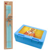 Easter Set, children's snack container BLUE & Easter aromatic flat candle (30cm) (TURQUOISE)