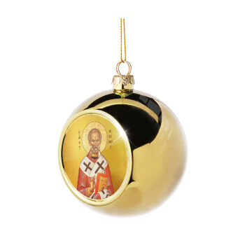 Saint Nicholas orthodox , Golden Christmas tree ball ornament 8cm