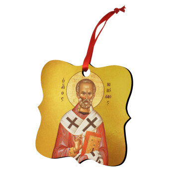 Άγιος Νικόλαος, Στολίδι Χριστουγεννιάτικο στολίδι polygon ξύλινο 7.5cm