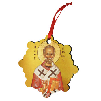 Άγιος Νικόλαος, Στολίδι Χριστουγεννιάτικο στολίδι snowflake ξύλινο 7.5cm