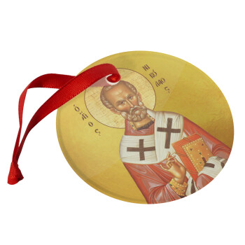 Saint Nicholas orthodox , Christmas ornament glass 9cm