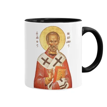 Saint Nicholas orthodox , Mug colored black, ceramic, 330ml