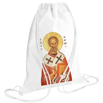 Άγιος Νικόλαος, Τσάντα πλάτης πουγκί GYMBAG λευκή (28x40cm)