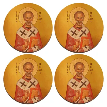 Άγιος Νικόλαος, ΣΕΤ x4 Σουβέρ ξύλινα στρογγυλά plywood (9cm)