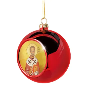 Saint Nicholas orthodox , Christmas tree ball Red 8cm