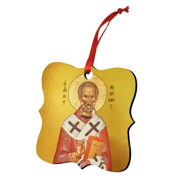 Άγιος Νικόλαος, Στολίδι Χριστουγεννιάτικο στολίδι polygon ξύλινο 7.5cm