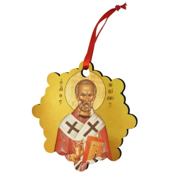 Άγιος Νικόλαος, Στολίδι Χριστουγεννιάτικο στολίδι snowflake ξύλινο 7.5cm