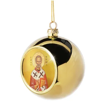 Saint Nicholas orthodox , Golden Christmas tree ball ornament 8cm