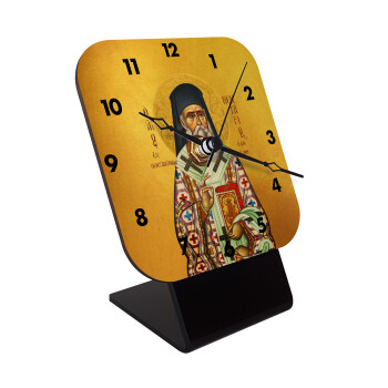 Saint Nektarios, Quartz Table clock in natural wood (10cm)