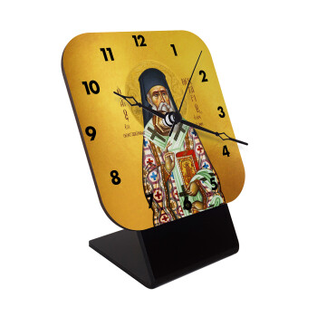 Saint Nektarios, Quartz Wooden table clock with hands (10cm)