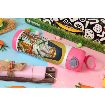 Άγιος Νεκτάριος, Πασχαλινή Λαμπάδα με Παιδικό παγούρι θερμό, ανοξείδωτο, με καλαμάκι ασφαλείας, ΡΟΖ (500ml)