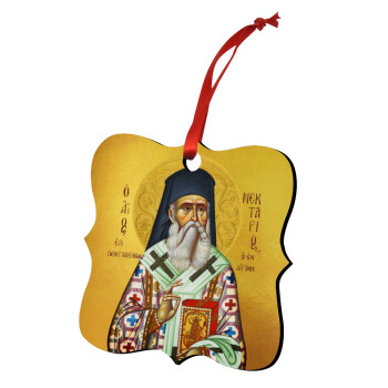 Άγιος Νεκτάριος, Στολίδι Χριστουγεννιάτικο στολίδι polygon ξύλινο 7.5cm