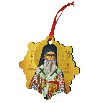 Άγιος Νεκτάριος, Στολίδι Χριστουγεννιάτικο στολίδι snowflake ξύλινο 7.5cm
