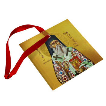 Saint Nektarios, Christmas ornament, glass square ornament 9x9cm