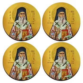 Άγιος Νεκτάριος, ΣΕΤ 4 Σουβέρ ξύλινα στρογγυλά (9cm)