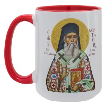 Άγιος Νεκτάριος, Κούπα Mega 15oz, κεραμική Κόκκινη, 450ml