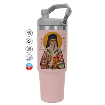Saint Nektarios, PINK Travel Tumbler with Handle 890ml