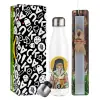 Easter candle, metallic white thermos bottle (500ml) & aromatic flat candle (30cm) (GRAY)
