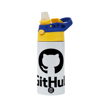 GitHub, Παιδικό παγούρι θερμό, ανοξείδωτο, με καλαμάκι ασφαλείας, πράσινο/μπλε (360ml) BPA FREE