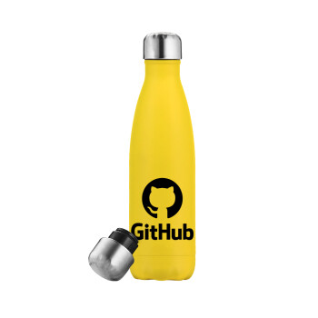 GitHub, Μεταλλικό παγούρι θερμός Κίτρινος (Stainless steel), διπλού τοιχώματος, 500ml