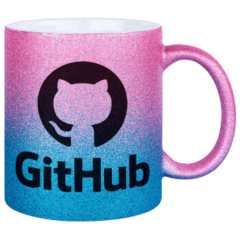 GitHub, Κούπα Χρυσή/Μπλε Glitter, κεραμική, 330ml