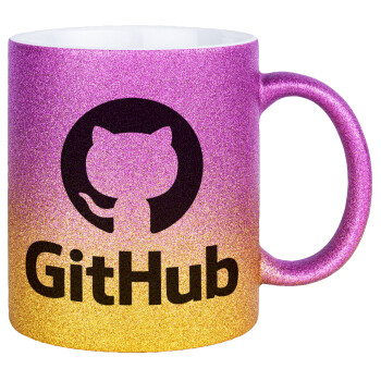 GitHub, Κούπα Χρυσή/Ροζ Glitter, κεραμική, 330ml