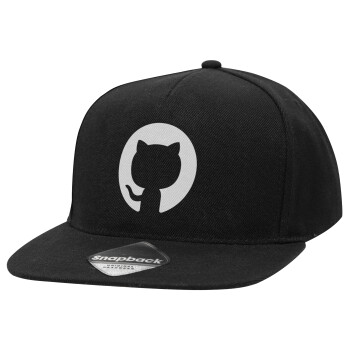 GitHub, Καπέλο Ενηλίκων Flat Snapback Μαύρο, (POLYESTER, ΕΝΗΛΙΚΩΝ, UNISEX, ONE SIZE)