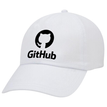 GitHub, Καπέλο Baseball Λευκό (5-φύλλο, unisex)