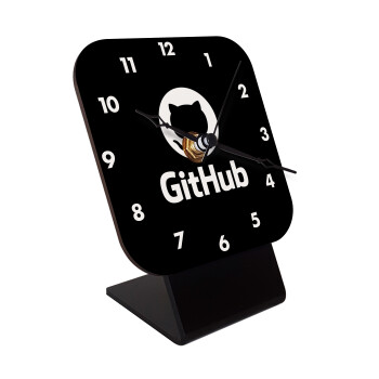 GitHub, Quartz Wooden table clock with hands (10cm)