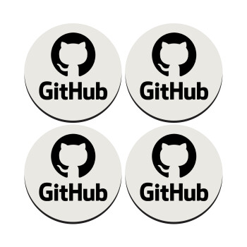 GitHub, SET of 4 round wooden coasters (9cm)