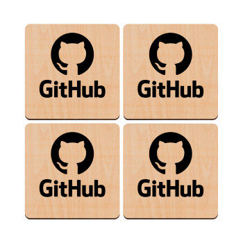 GitHub, ΣΕΤ x4 Σουβέρ ξύλινα τετράγωνα plywood (9cm)