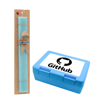 GitHub, Πασχαλινό Σετ, παιδικό δοχείο κολατσιού ΓΑΛΑΖΙΟ & πασχαλινή λαμπάδα αρωματική πλακέ (30cm) (ΤΙΡΚΟΥΑΖ)